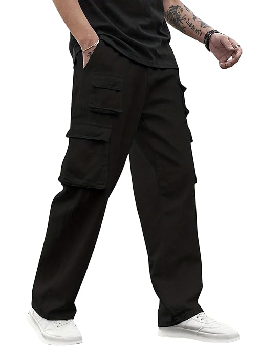 Lymio Cargo for Men | Cotton Cargo Pant | Drawstring Waist Pant (Also Available in Plus Sizes) (38-41)