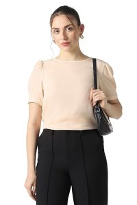 Van Heusen Women's Regular Fit Half Sleeve Round Neck Formal Top