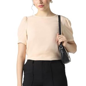Van Heusen Women's Regular Fit Half Sleeve Round Neck Formal Top