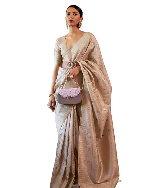 SWORNOF Women’s kanjivaram banarasi silk saree Zari Woven for festival Wedding silk with rich pallu Design sarees for women with Unstitched blouse piece