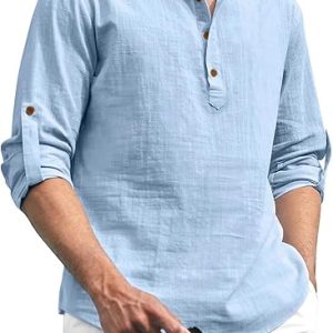 Zombom Cotton Polyester Blend Solid Casual Regular Fit Mandarin/Chinese Collor Short Kurta for Men
