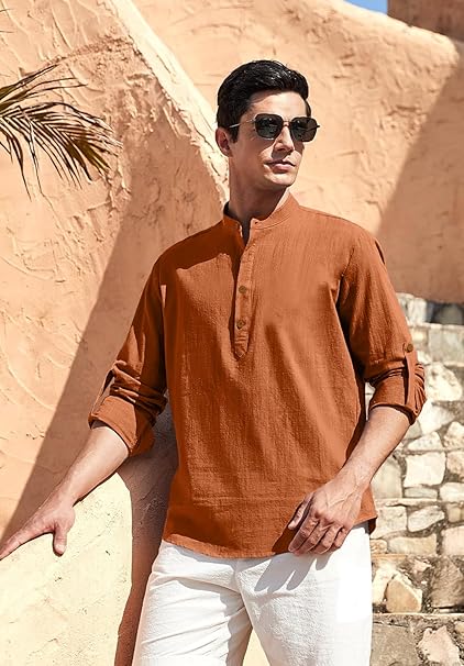 Zombom Cotton Polyester Blend Solid Casual Regular Fit Mandarin/Chinese Collor Short Kurta for Men - Image 7